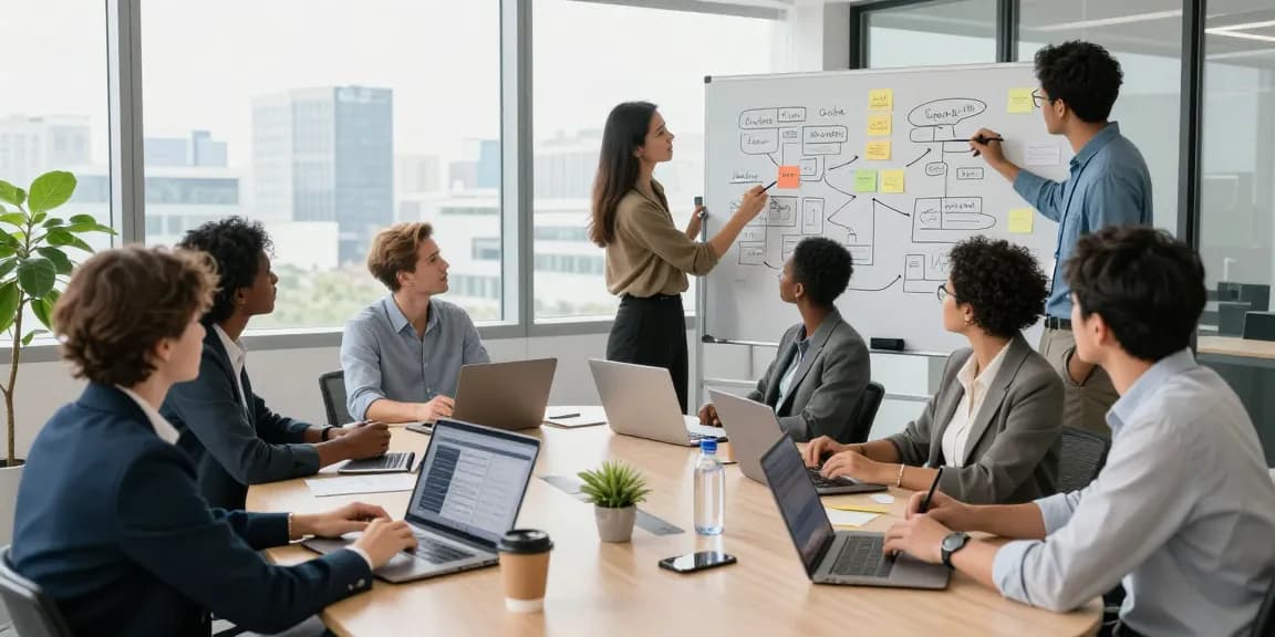 ৩৫বিডি সম্পর্কিত আধুনিক অফিসে দলের সহযোগিতা, প্রকল্প পরিকল্পনা এবং বিশ্লেষণের সাথে।