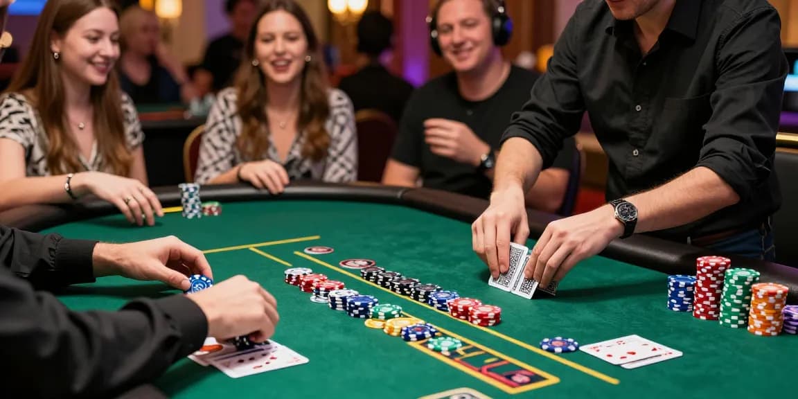 Custom poker chips showcased in an exciting casino setting during a lively tournament.