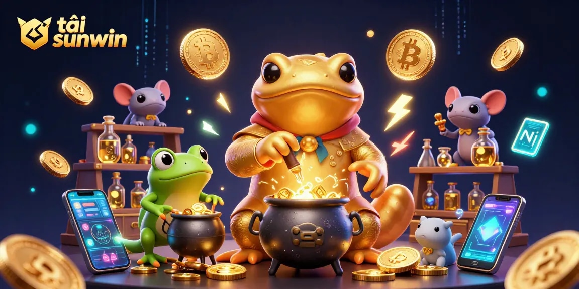 Engage in exciting gaming with tải sunwin in a vibrant 3D casino scene filled with mystical elements.