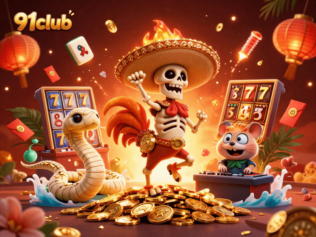 Engage in thrilling gaming with 91club's vibrant casino illustration, showcasing excitement and winning potential.