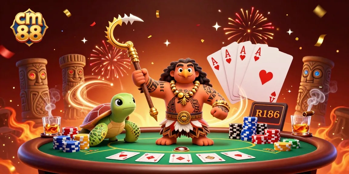 cm 88 chơi poker với hình ảnh thú vị của các nhân vật truyện tranh trong một sòng bạc 3D