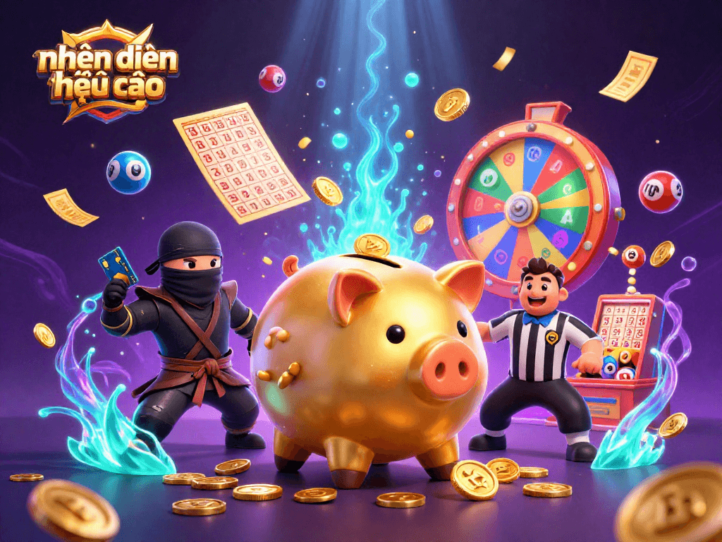 Engaging nhận định kèo nhà cái scene with colorful characters and vibrant casino elements dynamically interacting.