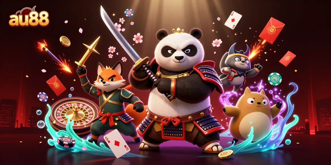 Engage in thrilling gameplay at au88 with dynamic poker chips and flowing cherry blossoms amidst an enchanting scene.
