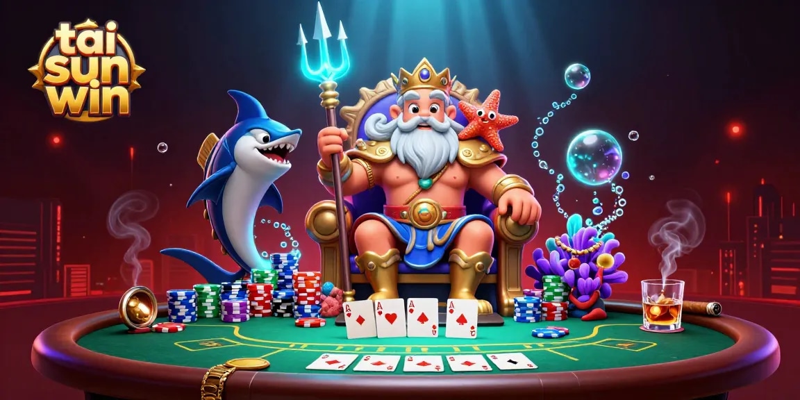 Play exciting games with tải sun win in a vibrant casino world featuring Neptune and elements of poker.