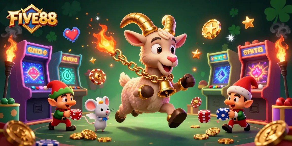 Engage in the festive FIVE88 holiday horror casino with animated Krampus and mischievous elves.