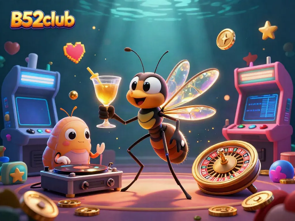Join the exciting world of B52club casino games with vibrant characters and golden elements!