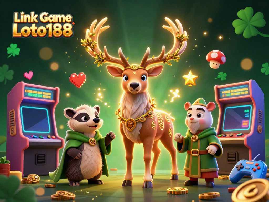 Play exciting casino games with Link Game Loto188, featuring vibrant characters and colorful gaming elements.