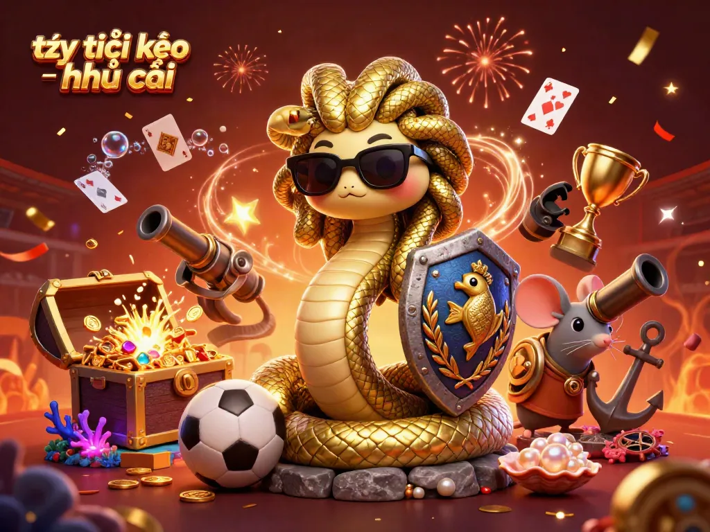 Check the tỷ lệ kèo nhà cái with a playful Medusa in a vibrant sports betting-themed illustration.
