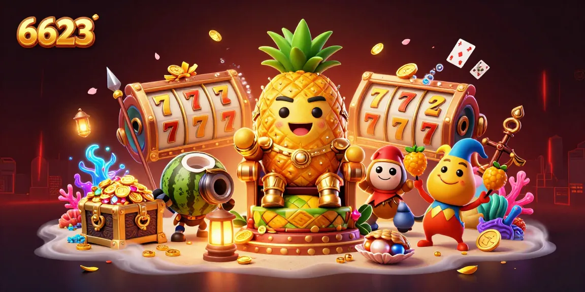 Experience the thrilling world of 6623 slots with lively characters and vibrant casino elements.