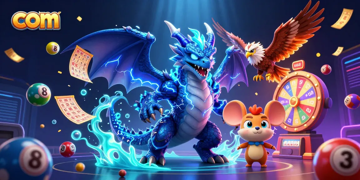Engage with exciting casino fun and vibrant rewards on com with dynamic lottery balls and cartoon characters.
