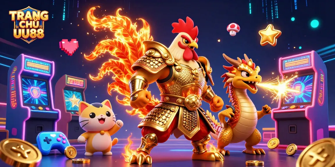 Engage in thrilling action on TRANG CHỦ UU88 with bold characters and vibrant gaming elements.