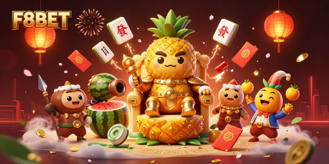 Experience F8BET with the lively pineapple king and beach casino ambiance.