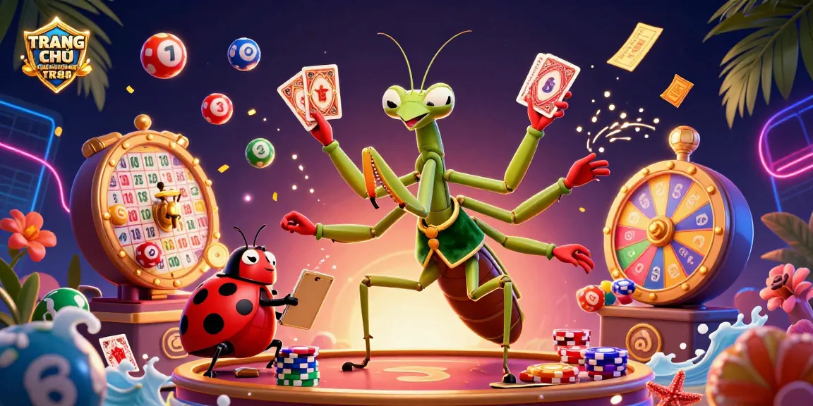 Engage in the thrill of TRANG CHỦ TR88 with a vibrant 3D casino scene featuring colorful lottery balls and dynamic game action.