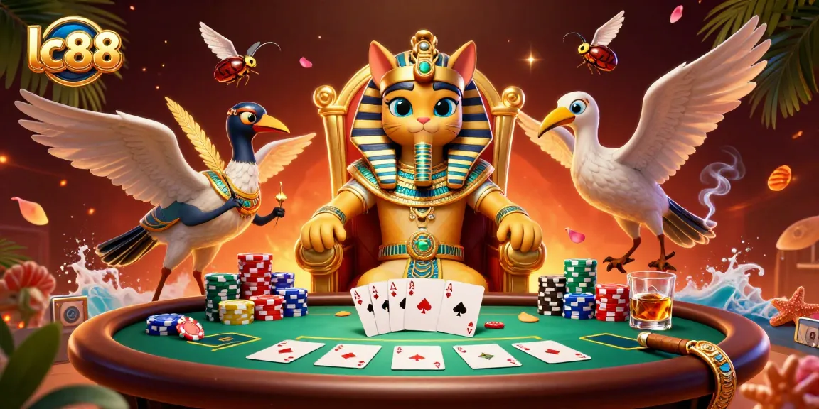 Experience thrilling casino gameplay with lc88, featuring vibrant poker elements and characters.
