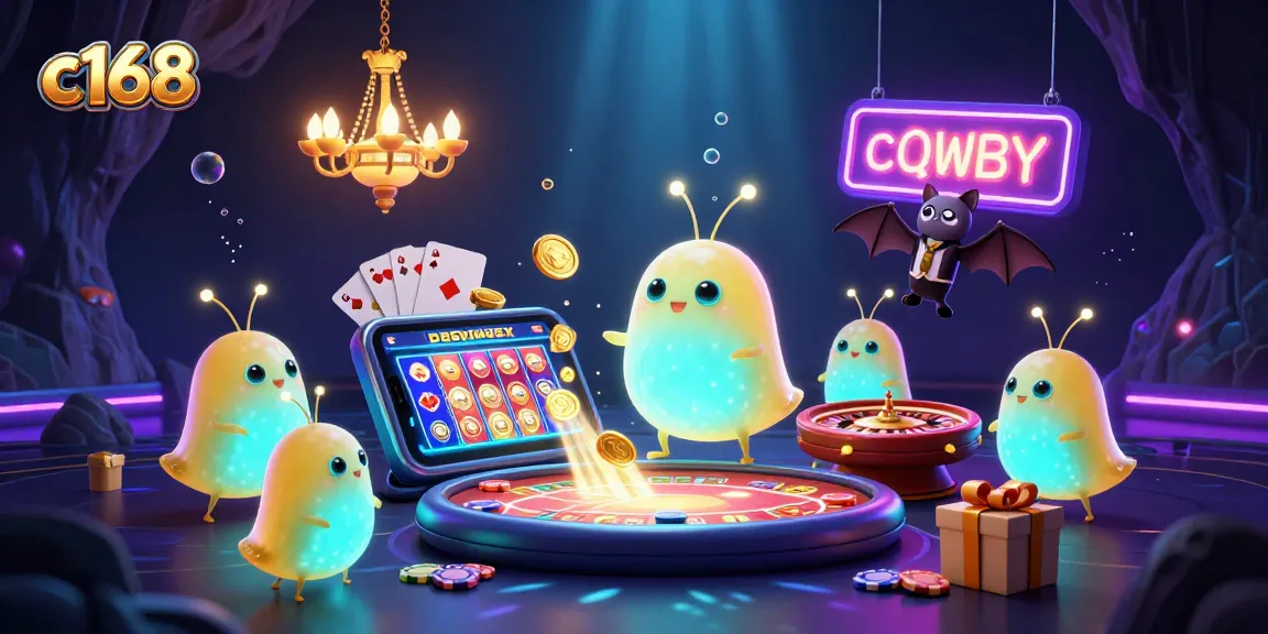 Experience thrilling play at c168 with glowworms lighting up a vibrant casino scene featuring exciting slots and games.