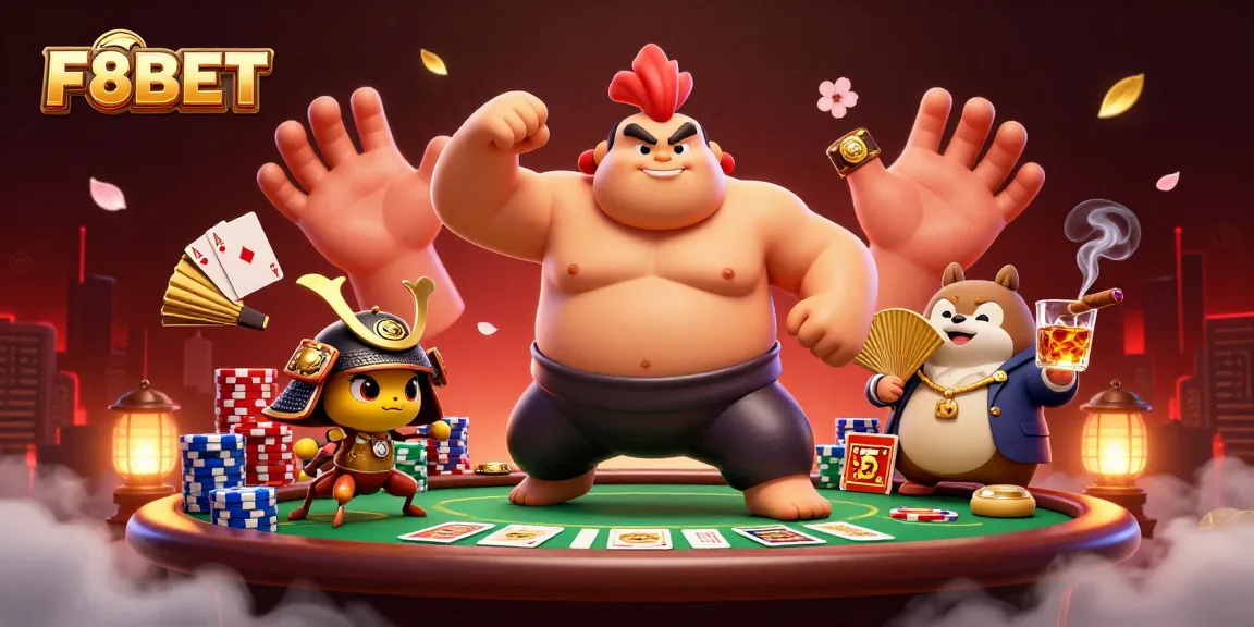 Engage with F8BET in an action-packed poker scene with dynamic 3D characters.