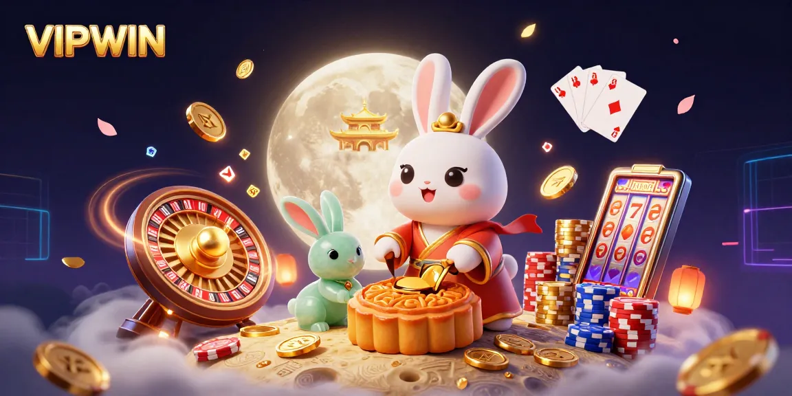 Engage in the vibrant world of VIPWIN casino with a dazzling illustration featuring folklore characters and dynamic gaming elements.