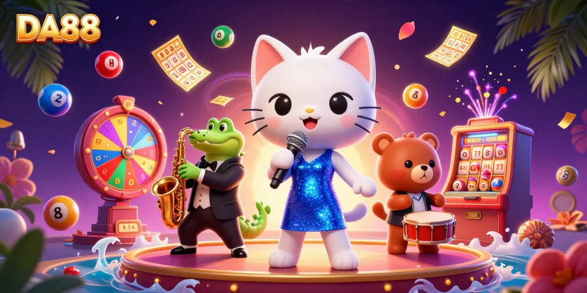 Engaging DA88 gaming scene featuring vibrant characters and dynamic lottery visuals.