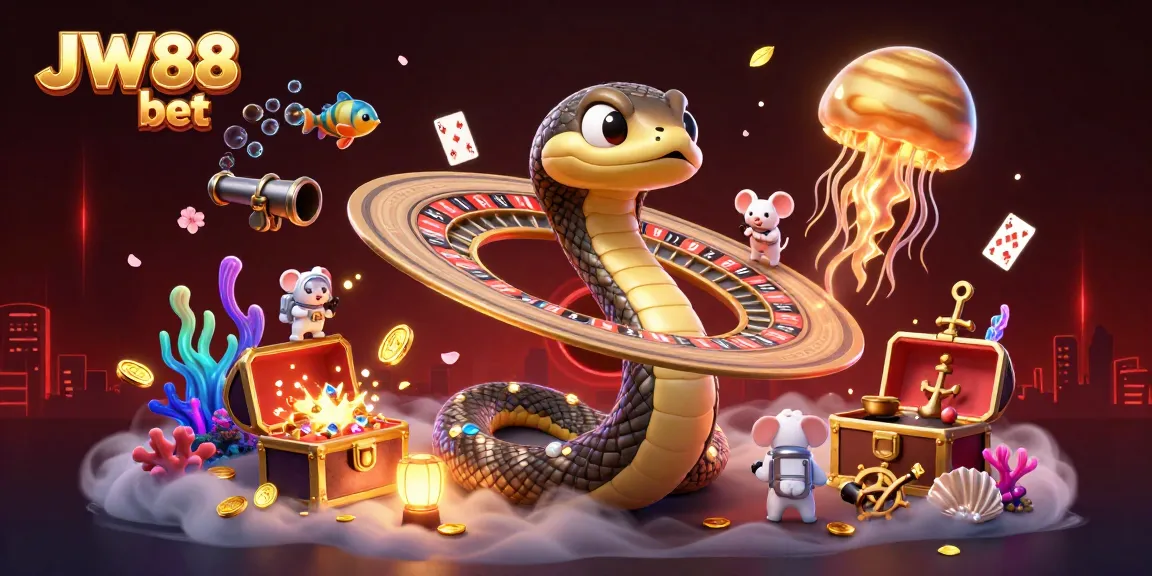 Experience the thrill of JW88 bet with cosmic characters and dynamic gaming elements in this vibrant illustration.