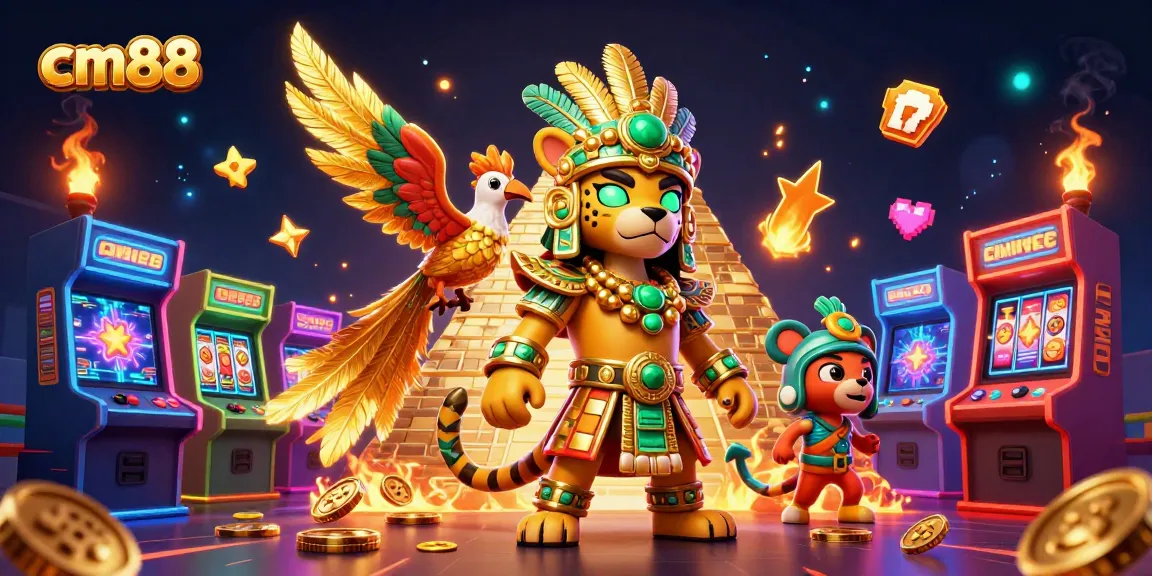 Win big with cm88 in this vibrant 3D casino-themed illustration showcasing a dynamic gaming experience.