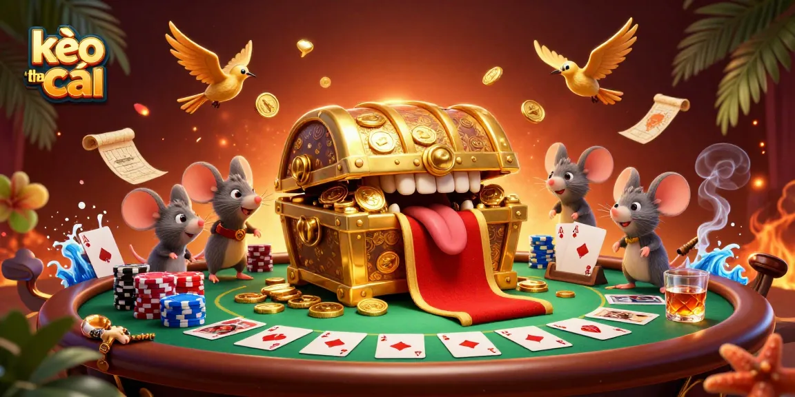 Engage with kèo nhà cái in a vibrant casino scene with cartoon characters and rich details.