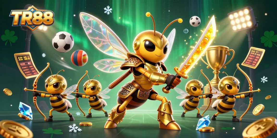 Engage with TR88, the vibrant online gambling scene featuring dynamic characters, sports elements, and energizing visuals.