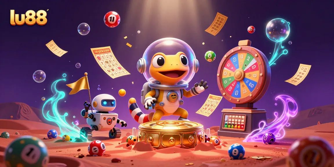 Experience exciting gaming thrills at LU88 with a Martian gecko discovering a golden casino.