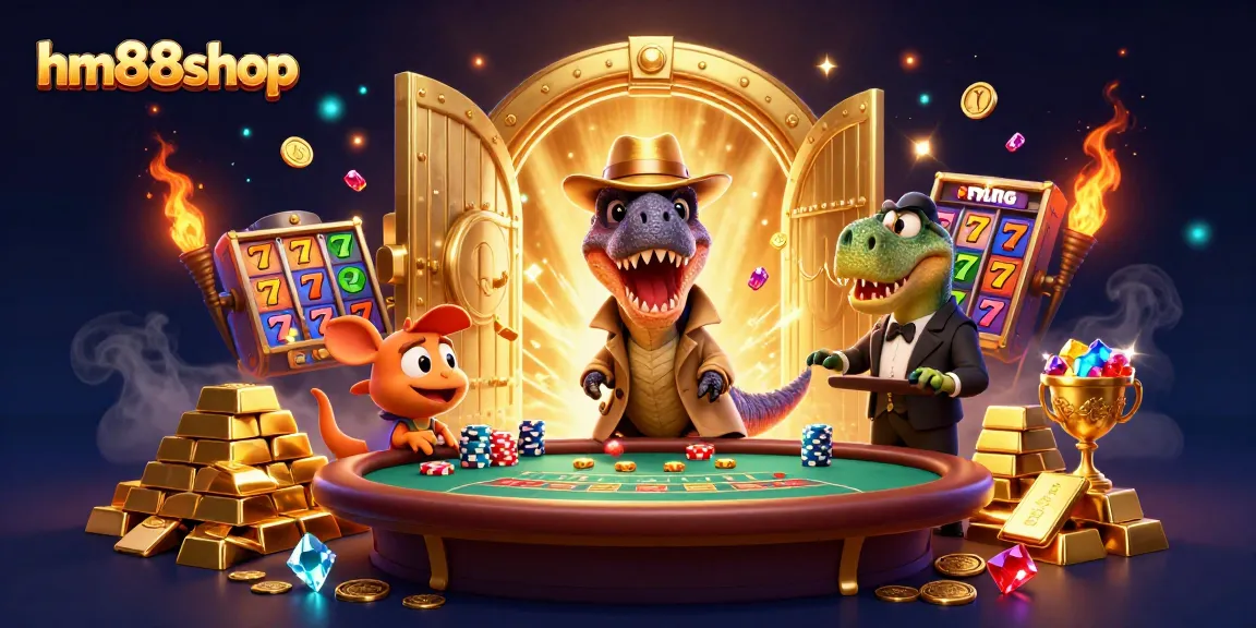 hm88shop showcases thrilling blackjack action with a sneaky velociraptor and unusual casino characters.