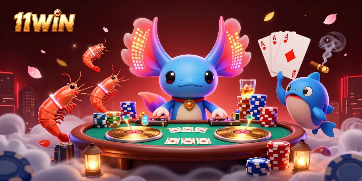 Experience 11WIN through a vibrant casino scene filled with energetic characters and gameplay elements.