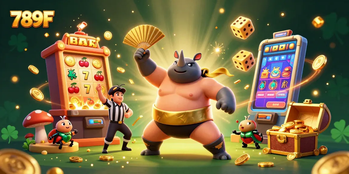 Experience exhilarating gaming at 789F with a vibrant 3D casino scene showcasing thrilling slot action.