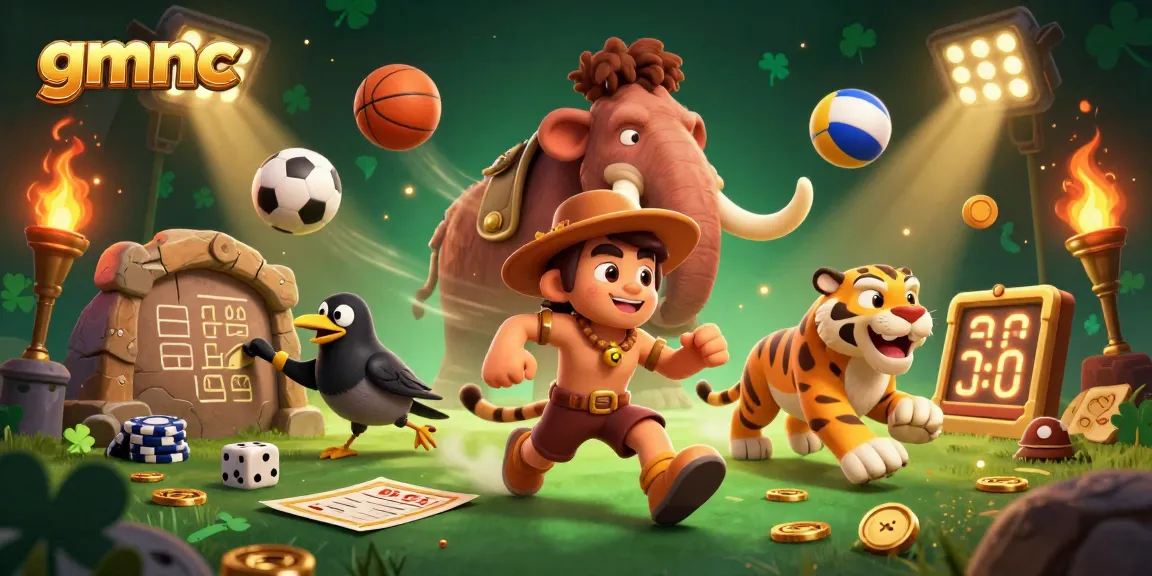 Engage with GMNC as cavemen unfold thrilling casino adventures with sports-themed gaming elements.