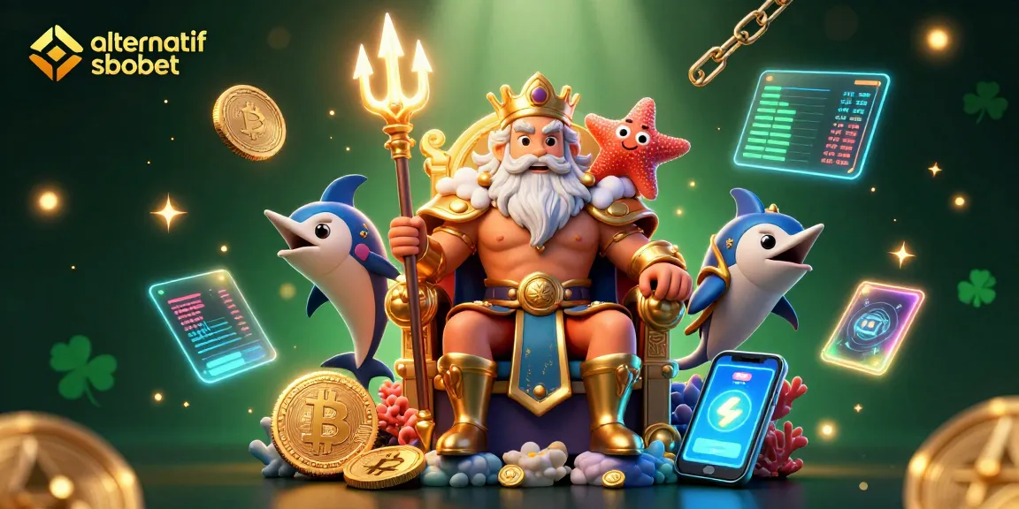 Access the latest link alternatif sbobet through a vibrant 3D illustration of Neptune's wealth and gaming.