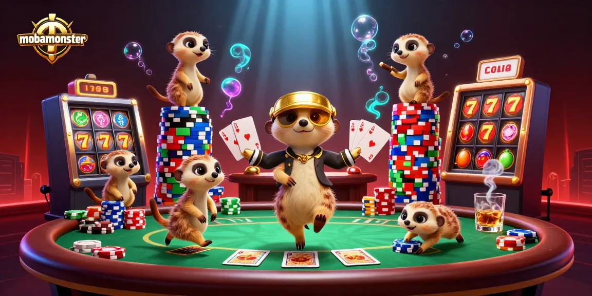 Experience excitement at mobamonster's 3D meerkat casino with vibrant gaming elements.