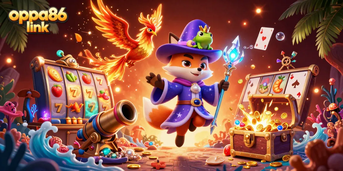 Engage with exciting spins at oppa86 link featuring vibrant slot reels and magical creatures.