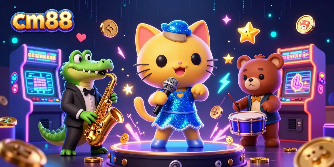 Experience thrilling games at cm88 with lively characters in a vibrant casino setting.