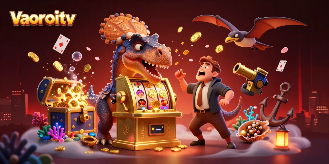 vaoroitv brings excitement with dynamic characters battling for jackpot coins in a vibrant casino scene.