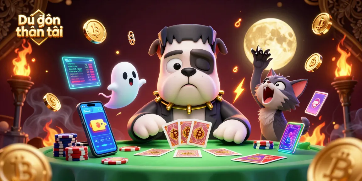 Dự đoán thần tài brings luck in this captivating 3D scene of a bulldog monster and ghostly mouse.
