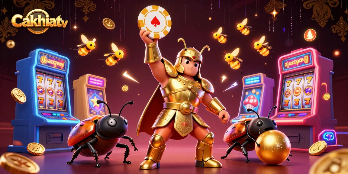 CakhiaTV showcases exciting slots with vibrant characters celebrating wins, emphasizing thrilling casino gaming.