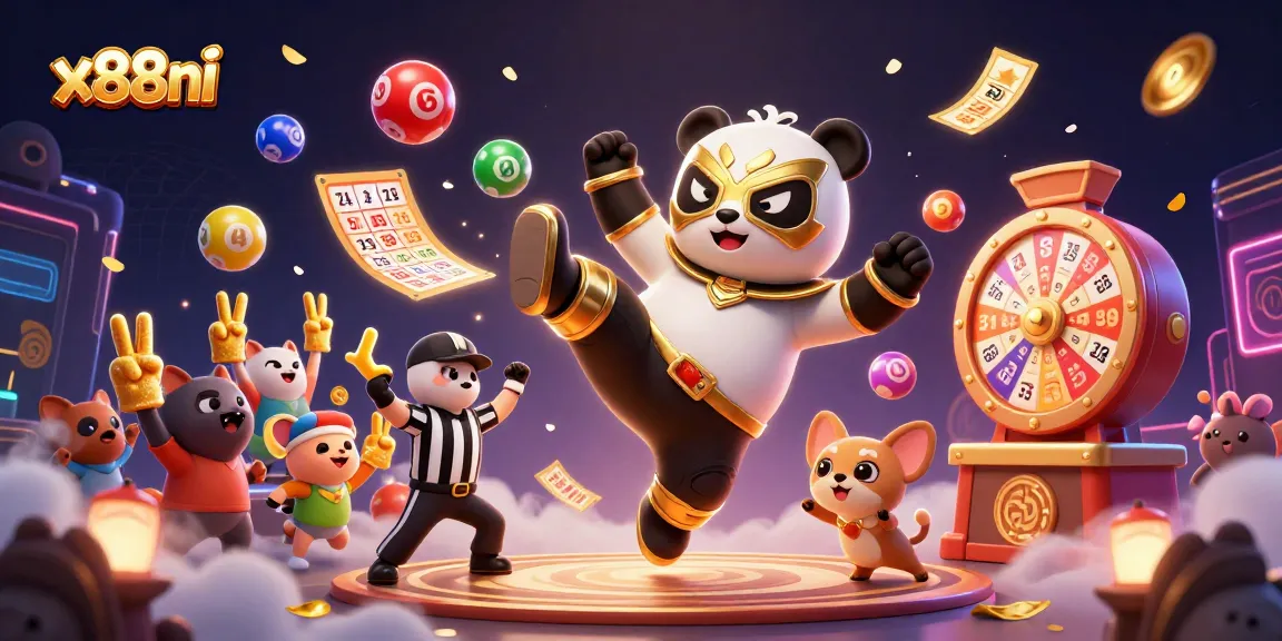 Experience the thrilling world of x88ni with a dynamic casino scene featuring colorful lottery balls and exciting gameplay.