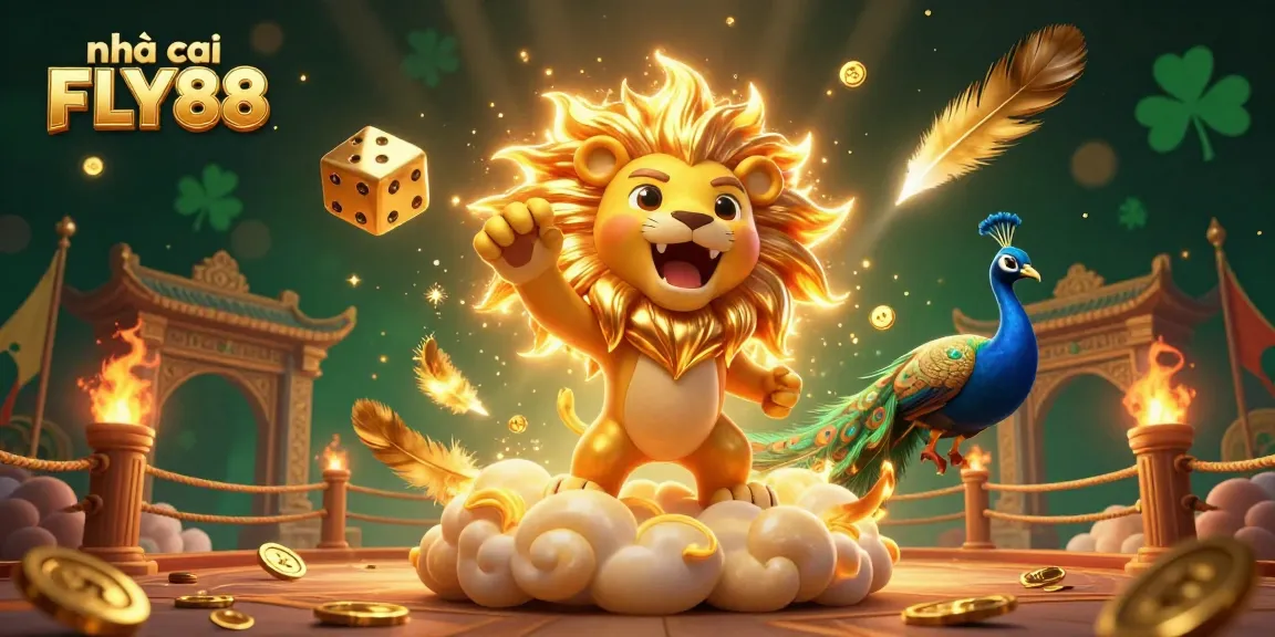 Experience the thrill of betting at nhà cái FLY88 with this dynamic casino-themed 3D illustration.