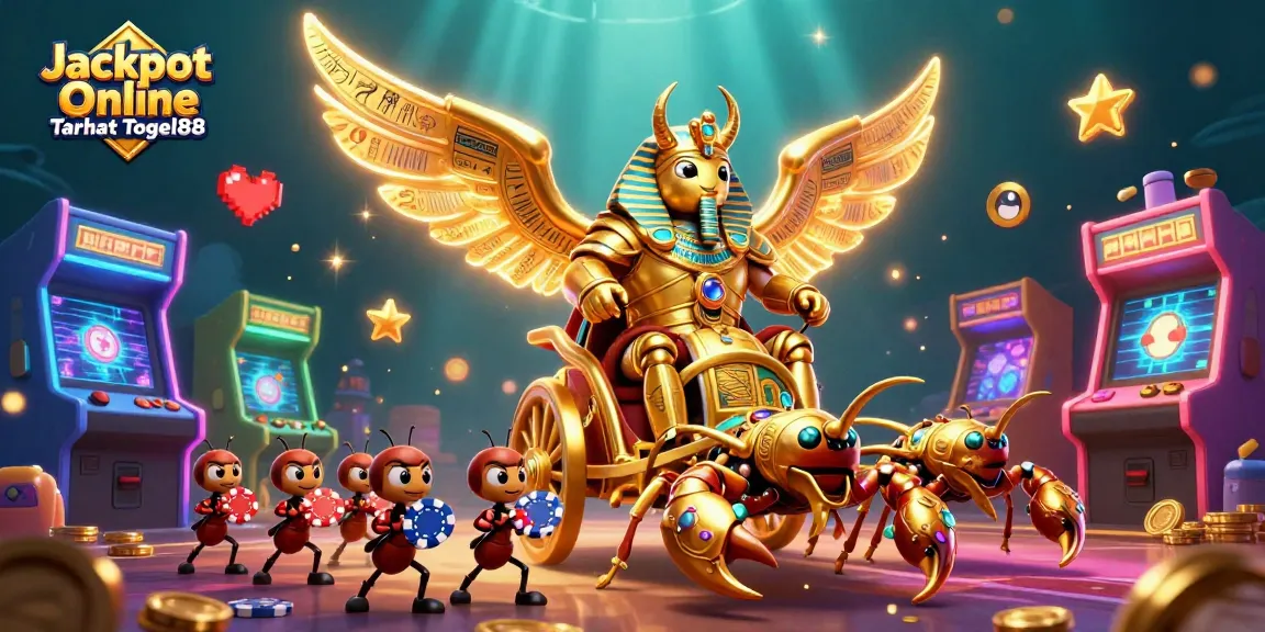 Experience excitement with Jackpot Online Taruhan Togel88 as mythical characters race through a vibrant gaming scene.